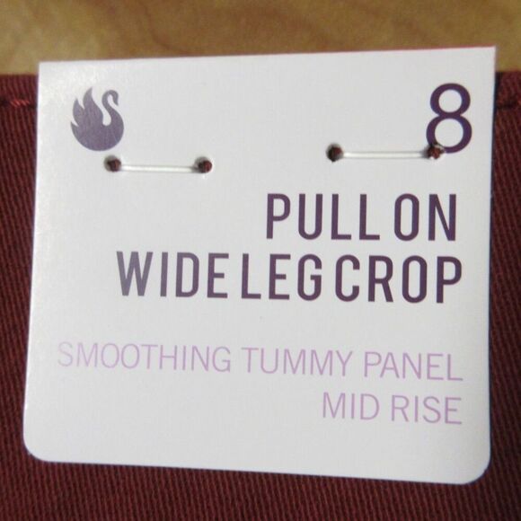 GLORIA VANDERBILT Wide Leg Tummy Control Crop Pants Sz 8 Red Rust Pull On NWT - Picture 4 of 12